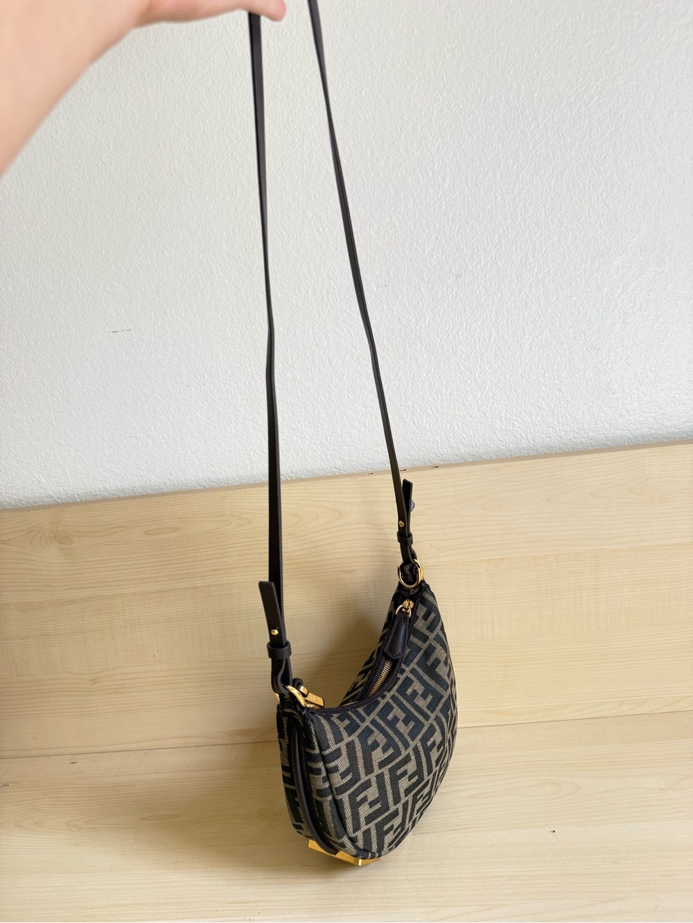Fendi Zucca Chef Hobo Bag Crossbody Black & Brown - Picture 8 of 9